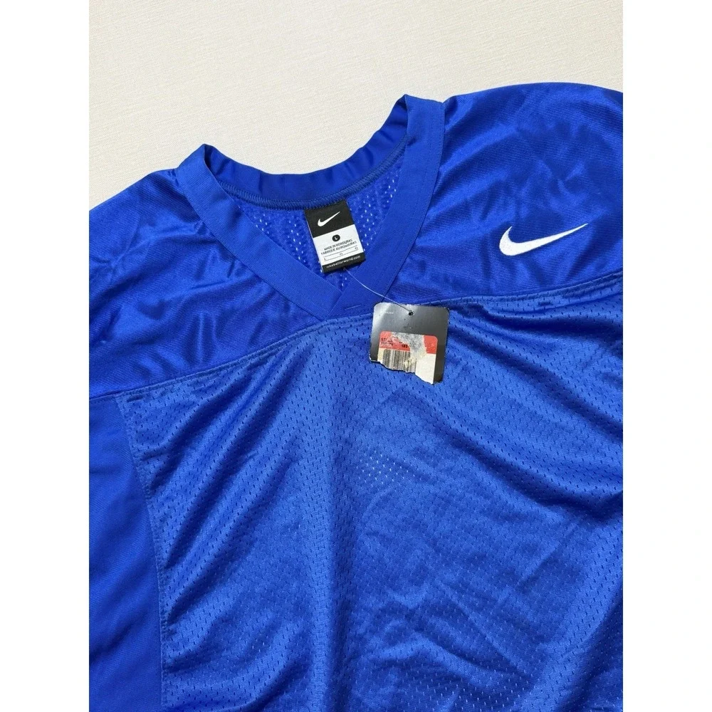 Nike Football Jersey Shirt Mens Large Blue Mesh Practice V Neck Top 659179
